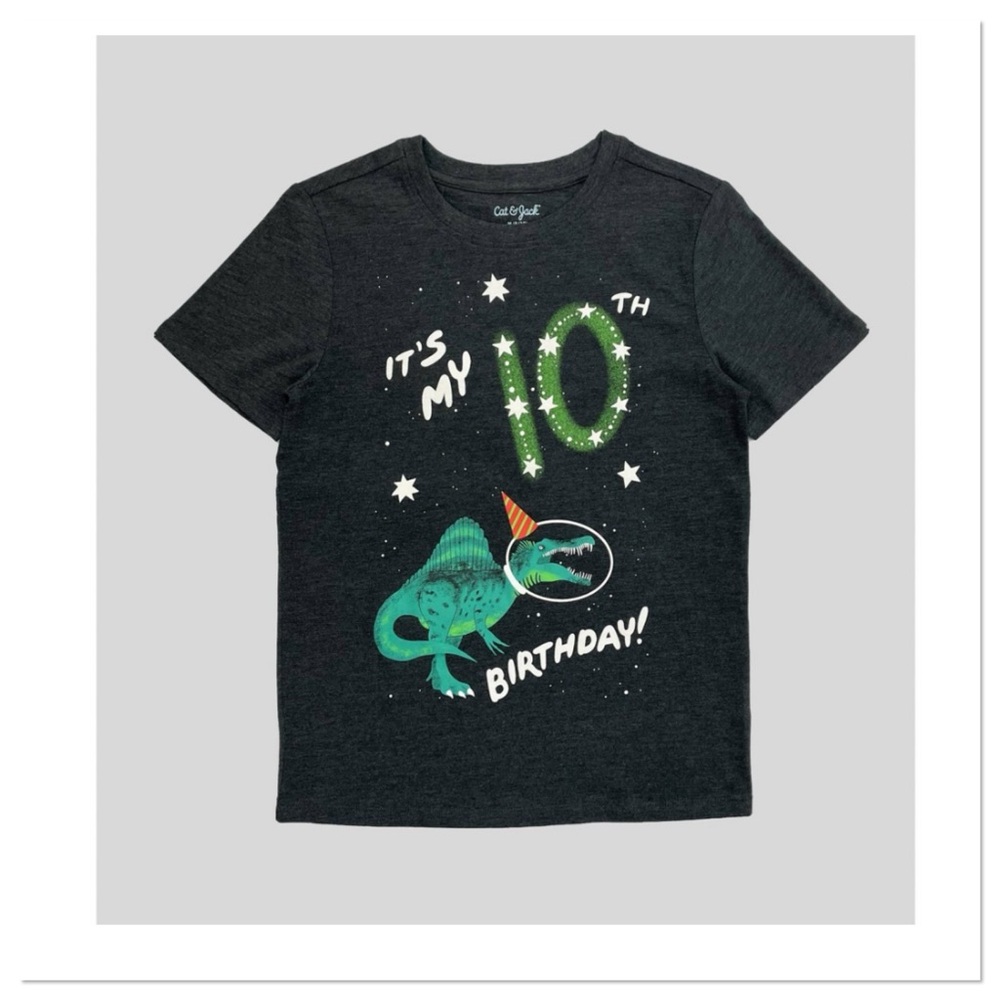 Boy’s Short Sleeve It’s My 10th Birthday Graphic T-Shirt Cat & Jack Size XS
